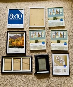Picture Frame Bundle – 9 Frames (8x10, Collage & Decorative 4x6) – Great Condition