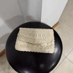 Beaded ivory evening clutch