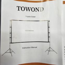 100" Projector Screen With Stand, Rope, Stakes And Sandbags