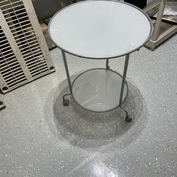 Glass Bedside Table With Rollers