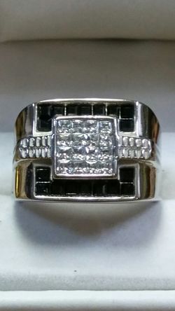 Mens size 10 stainless.... Steel Ring. Cz diamonds