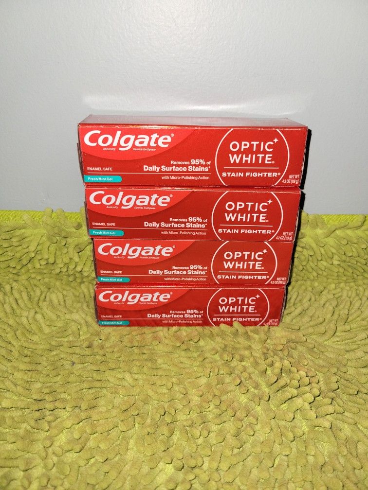 4 Colgate Optic White Stain Fighter 4.2oz Fresh Mint Gel