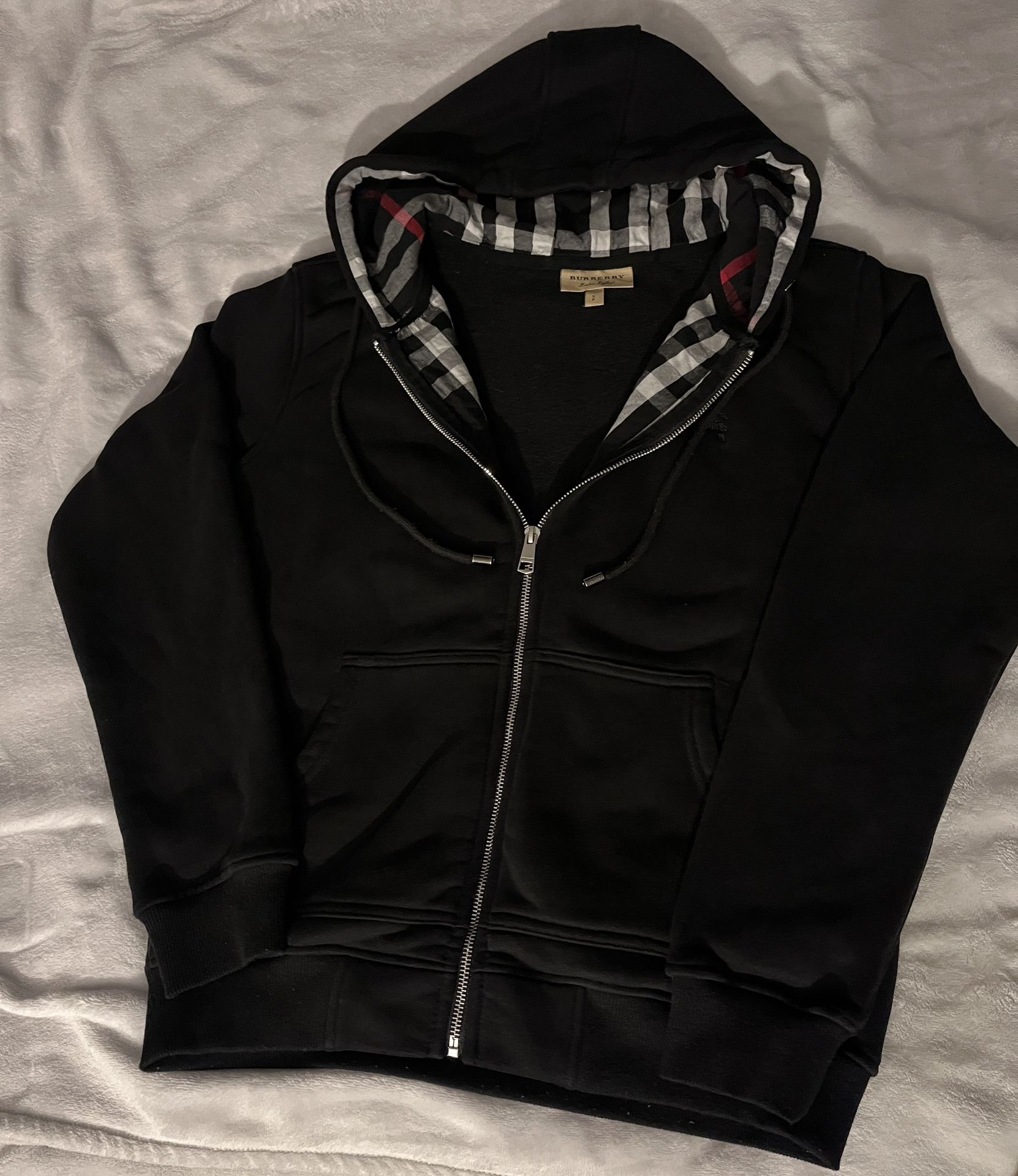 Black Burberry Zip Up Hoodie