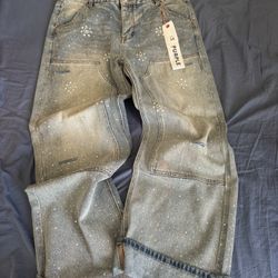 Purple Brand Baggy Fit Denim w/ Rhinestones size 34