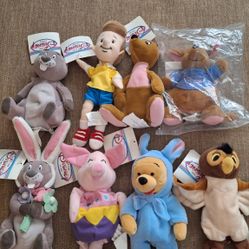 Retired Disney Beanie Babies Winnie-the-Pooh collectible Bundle Of 8 w/tag - 1990's 