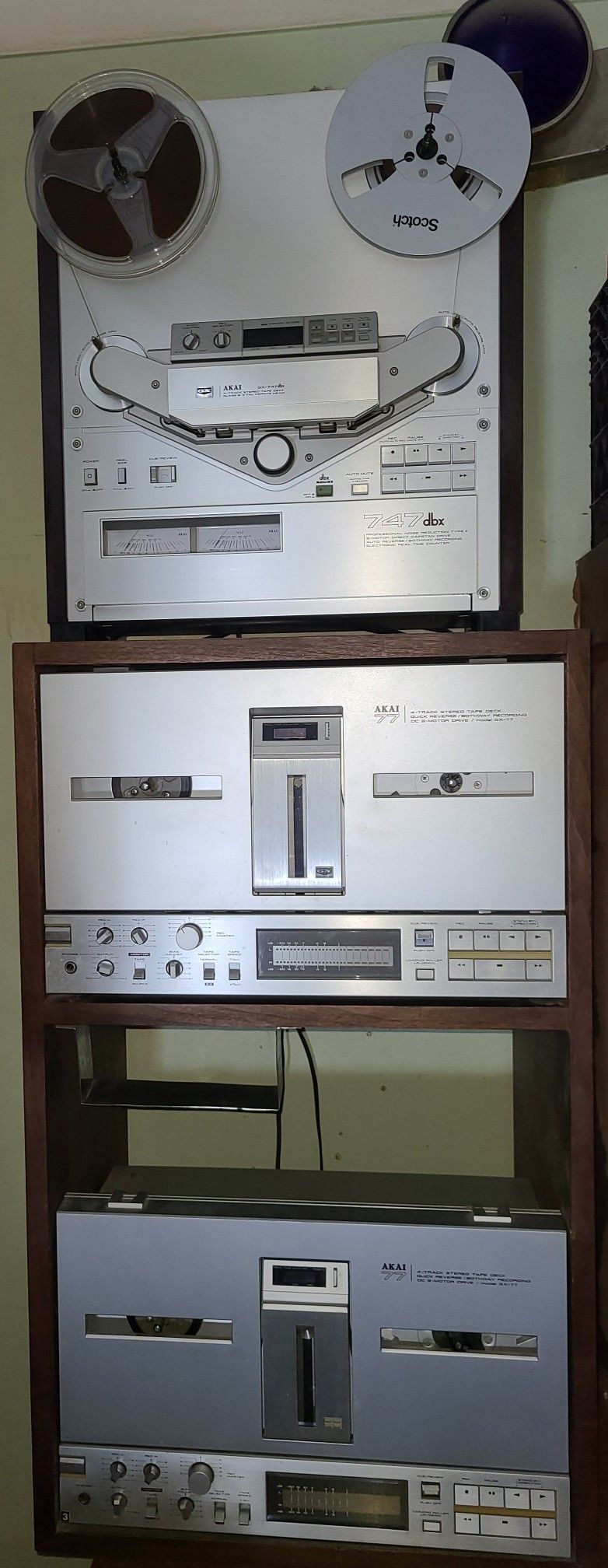 akai reel to reel gx-747 and 2 akai gx-77