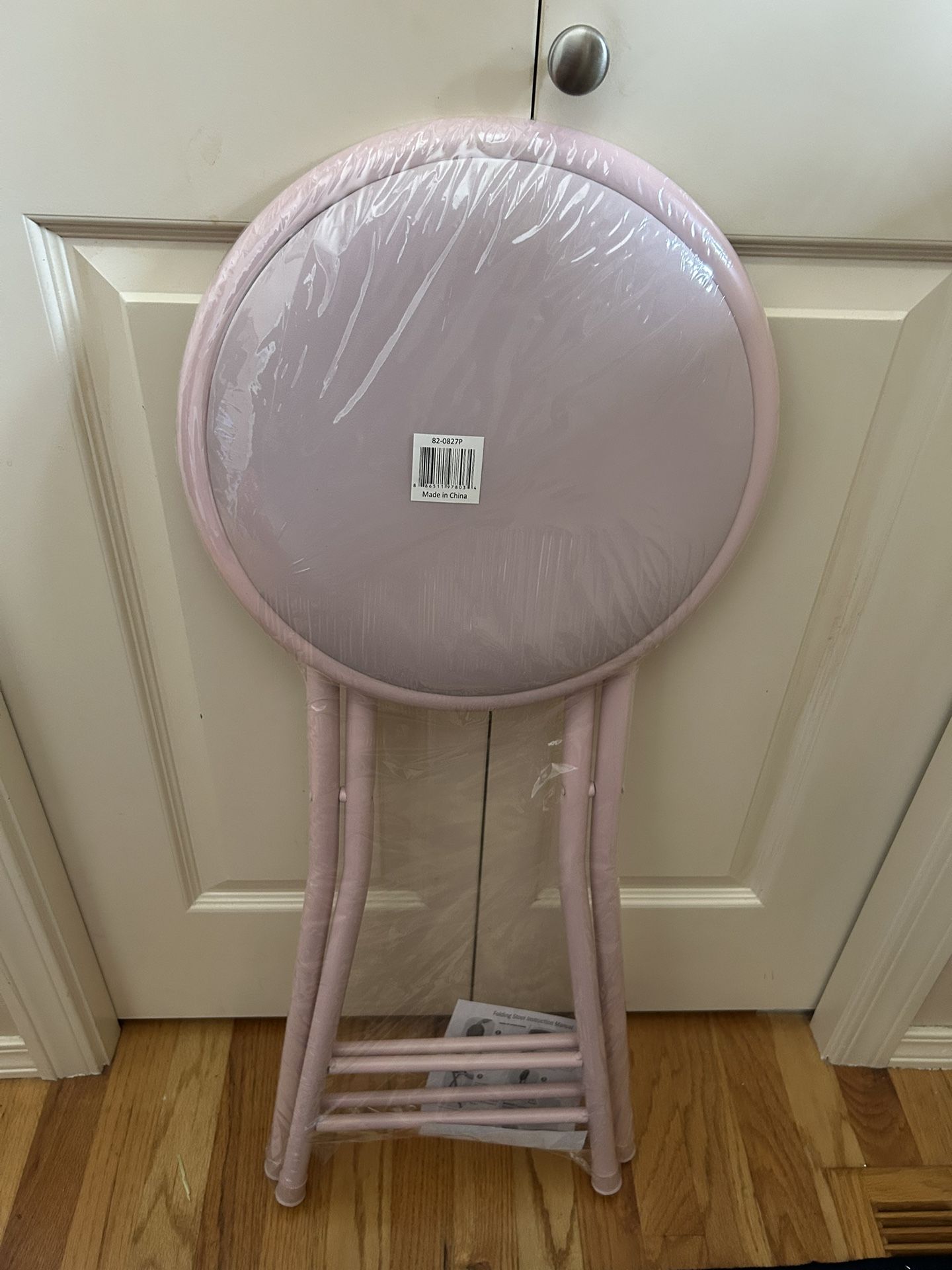 Lavish Home Folding Stool 24-Inch Stool Counter Bar Stools, Pink Portable, Backless, 225lb Capacity, Indoor, for Kitchen or Rec Room