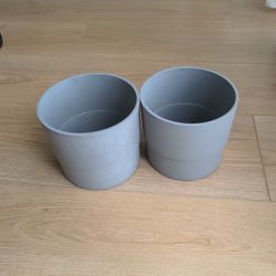 Pair: Gray Planter Pots