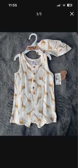 Baby Boy Giraffe Romper w/hat
