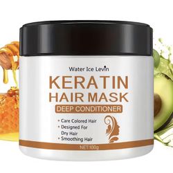 Mascarilla capilar de queratina: tratamiento acondicionador profundo para cabello seco y dañado: restaura brillo, fortaleza y elasticidad