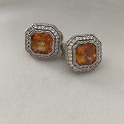 Judith Ripka Sterling and Citrine Earrings