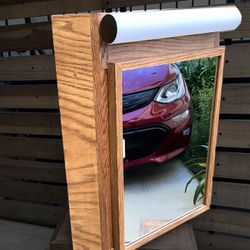 Oak Corner Wall-Mounted Mirror Cabinet - hand made