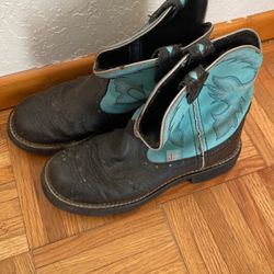 Women’s Justin Boots 7.5 Black Teal