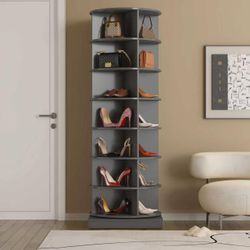 Rotating Shoe Rack, 7-Tiers Storage Shoe Rack Tower, Free Standing 360°Shoe Storage Organizer Shoe Rack for Entryway Living Room Hallway (Grey, 7-Tier