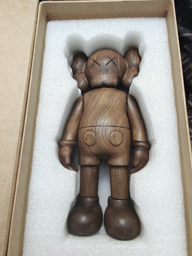 Wooden KAWS Companion Teak Figure from Karimoku, 2011 **Not Authenticated**