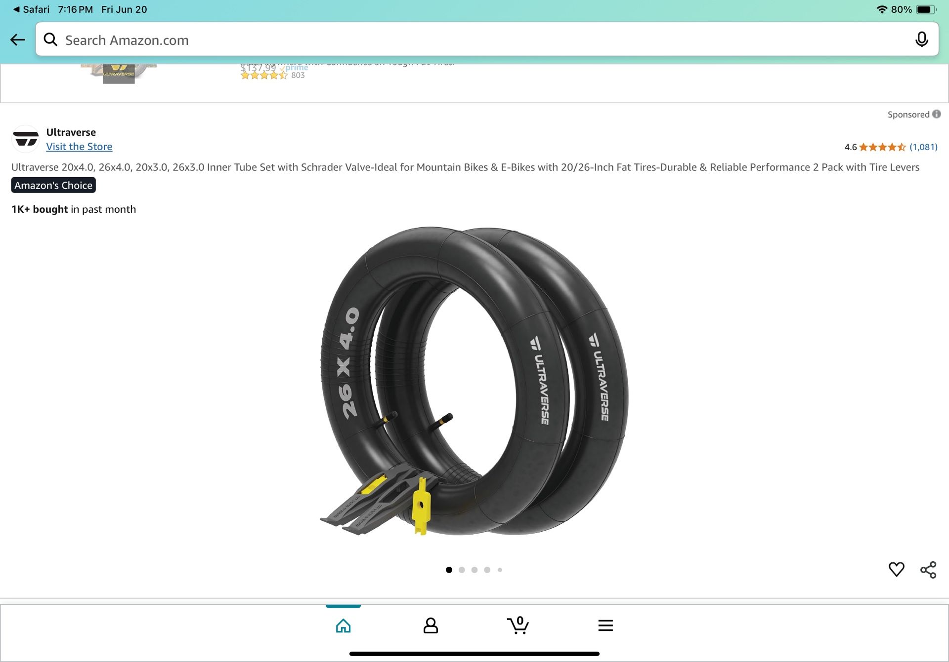 Ultraverge 20x4.0 Inner-tube Set For A Mountain Bike.