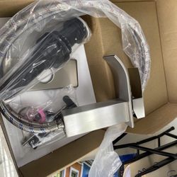 New Bathroom Faucet Brushed Nickel Modern Waterfall Bathroom Sink Faucet with Single Handle Suitable for 1 or 3 Holes,Supply Deck Plate and Hose