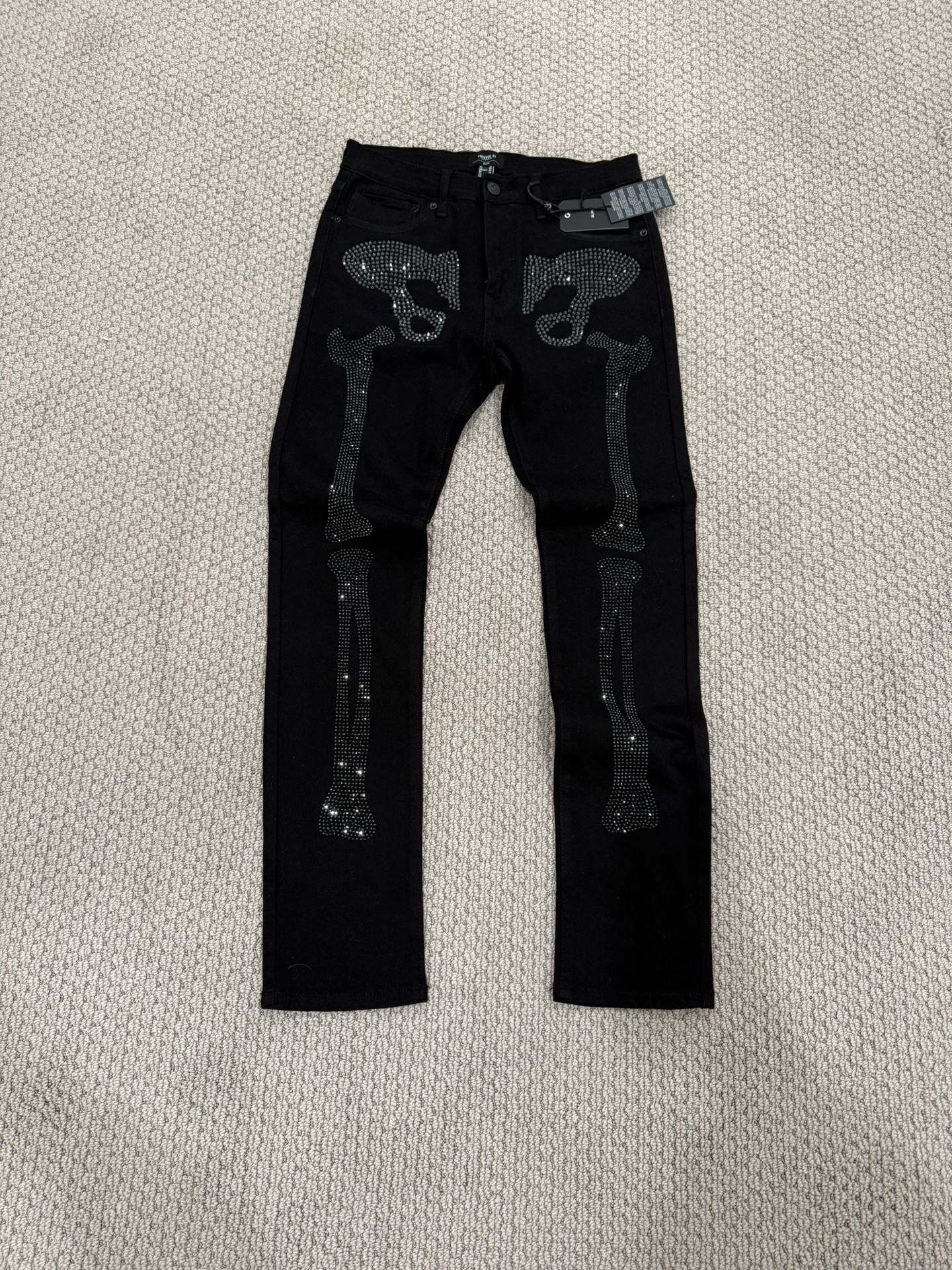 Forever 21 Men’s Rhinestone Skull Jeans