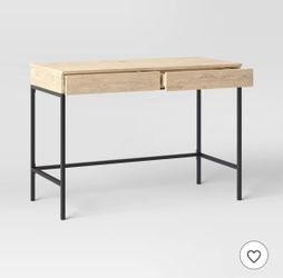 Loring Wood Writing Desk with Drawers and Charging Station Oak - Threshold™