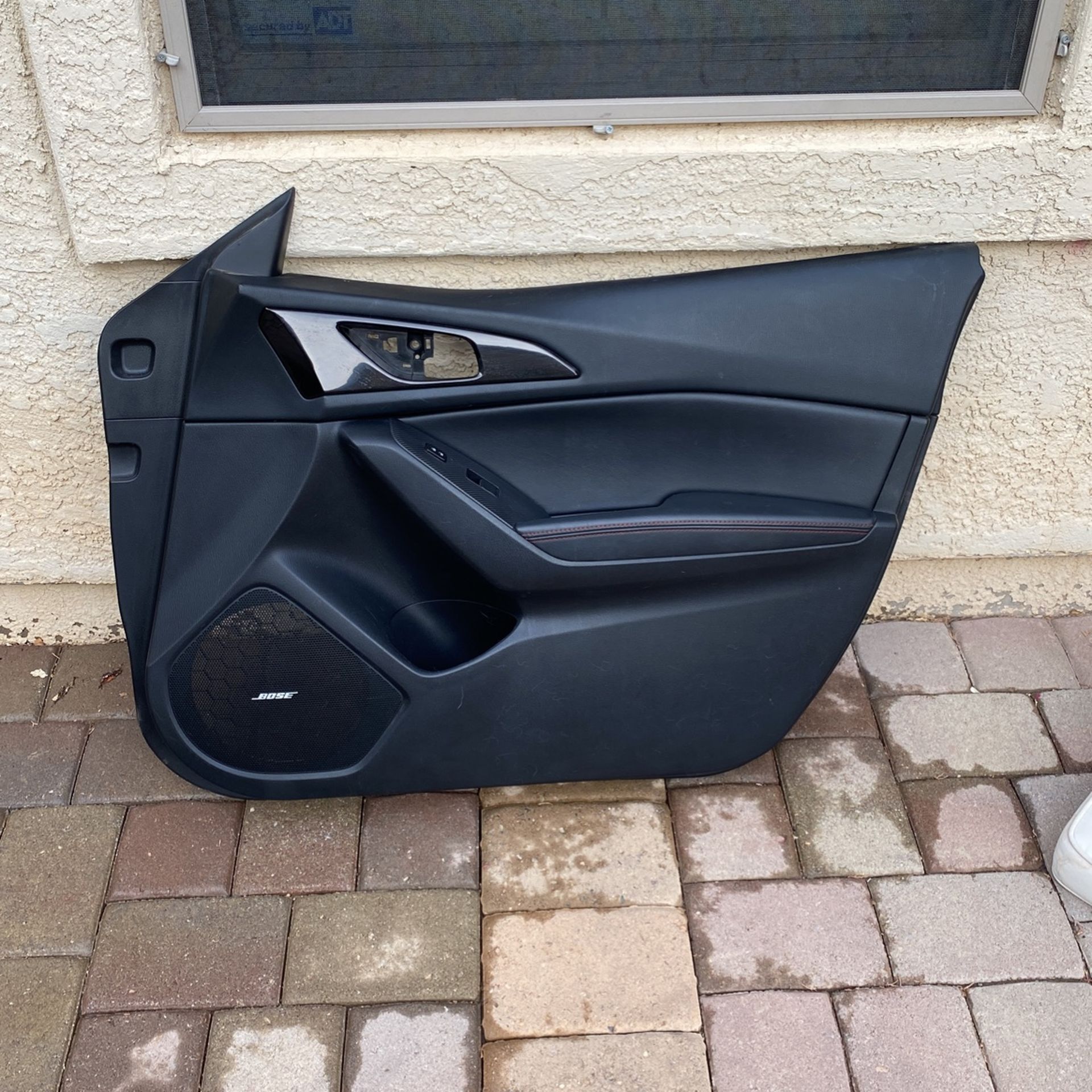 2016 Mazda 3 Passenger Front Side door interior leather Black/Red trim panel