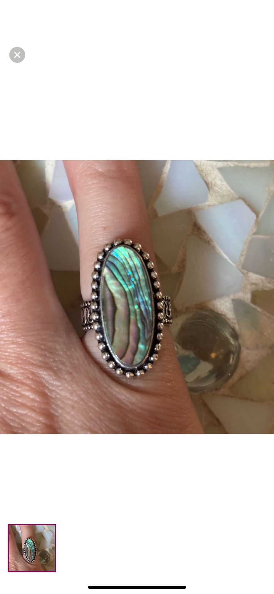 925 Sterling Silver Abalone Shell Ring 5
