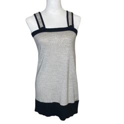 H&M Women Grey Black Knit Strappy Mini Sweater Dress Preppy Retro Tomatogirl XS