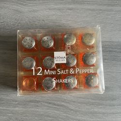 Stoha Design Mini Salt & Pepper Shakers Set (12-Pack, Orange Base)
