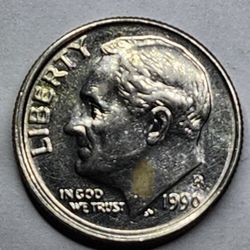 1990 P dime center rim error