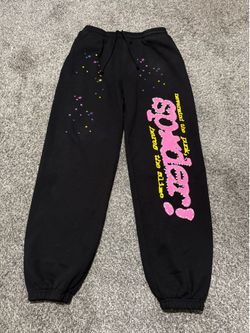 Sp5der Pink V2 Sweatpant Black
