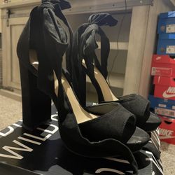 Black Pump Lace Up Heels 