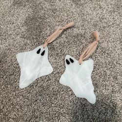 handmade stained glass ghosts set of 2 white