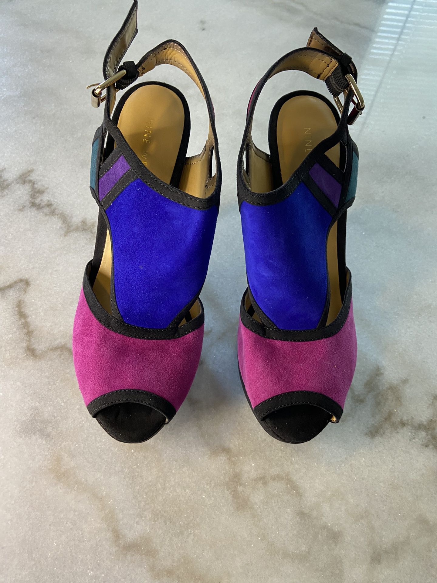Nine West suede color block heels heels size 8
