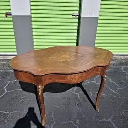 Antique French inlaid bureau plat desk.  