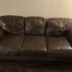 3 Piece Leather Couch w/ Tv And Tv stand 