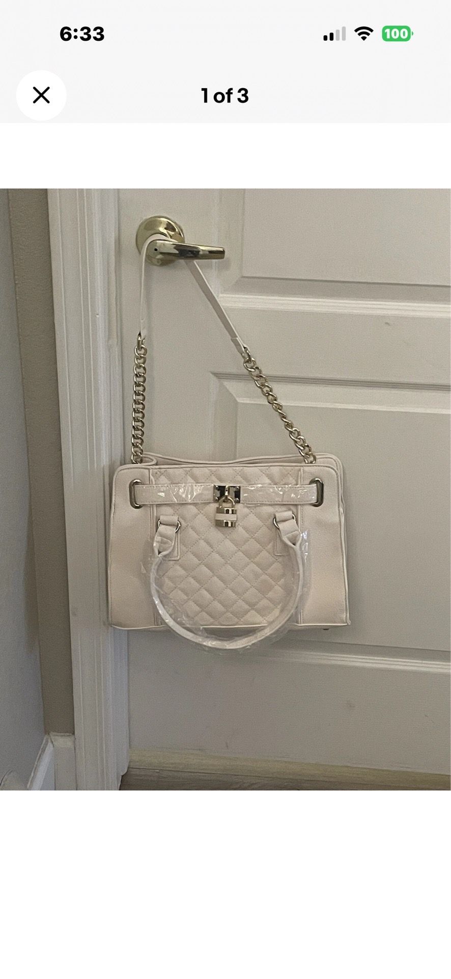 Charming Charlie Women's Faux leather Handbag Ivory Handle