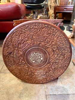 Antique carved wood accent  table