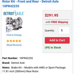 Mercedes C300 Brake Pads  And rotors 2016