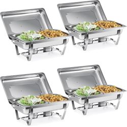 4 Pack  2 Tray Chafing Dish Buffet Stainless Steel 10 Quart