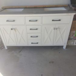 New Couble Vanity Bathoom 60" White With Gray  Is New $450