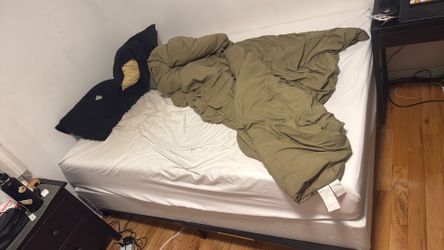 Queen Size Mattress with Box Spring and Wire Bed Frame