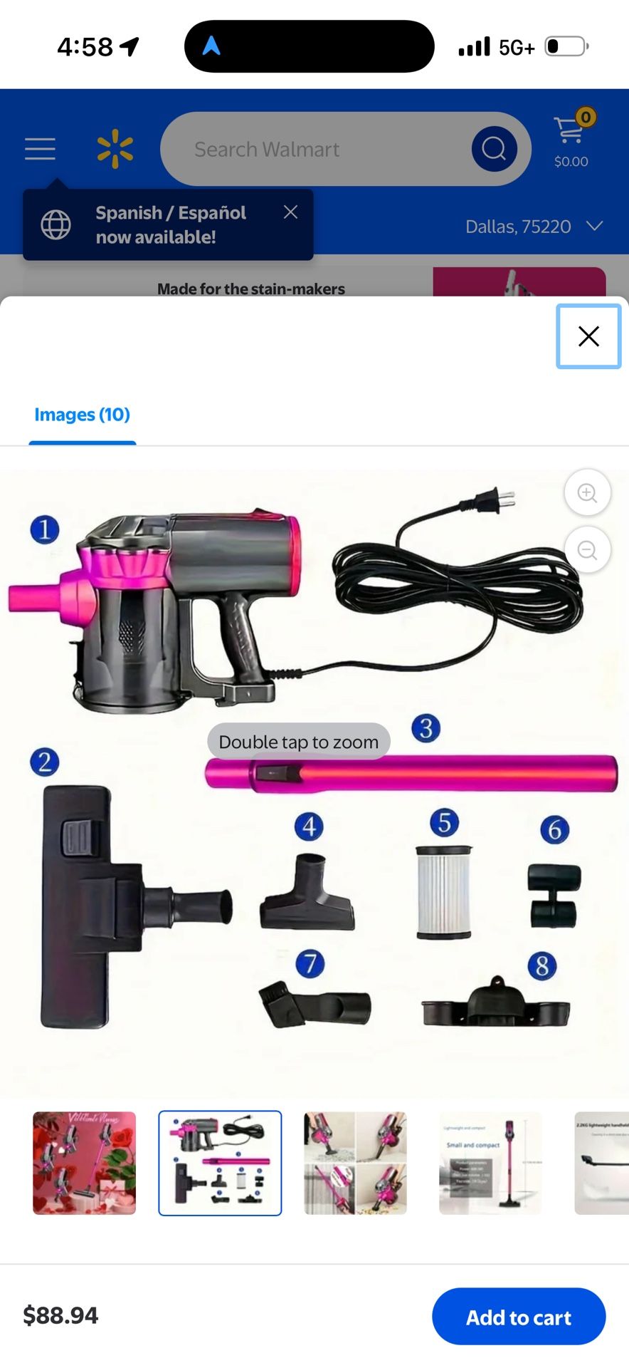 1pc Portable Lightweight Vacuum Cleaner - Computer Vacuums for Pet Hair, Hard Floors, and Carpets with 18000PA High-Power, 600W Rope Design, Four-in-O