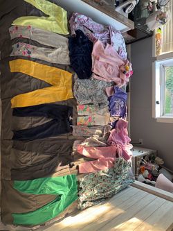 Girls fall/winter clothes size 6/6x. Some have stains but no holes. Some have piling or clumping. Most leggings are H&M brand some are carters