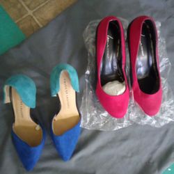 Lane Bryant Red And Black Heels And Chinese Laundry Blue And Teal Both For 20