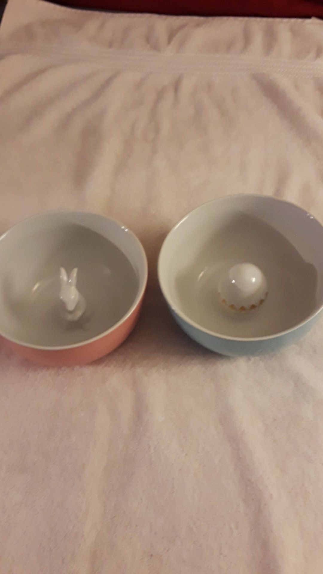 Easter Bowls Ceramic Centerpiece Threshold lot of 2 Easter Bunny and Egg