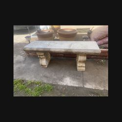 Stone Bench And Planters 