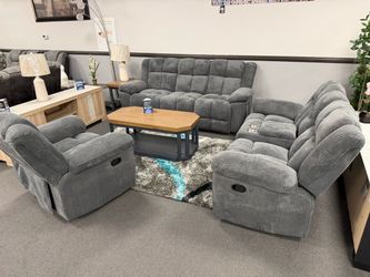 Modern Reclining 3 Piece Living Room Sofa Set