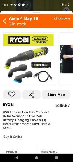 Ryobi Detail Scrubber Kit