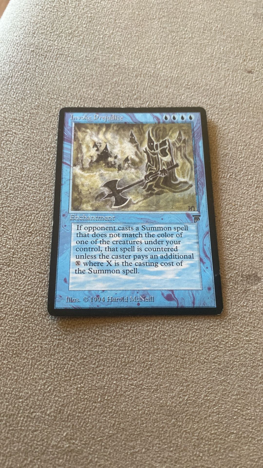 Banned Rare Magic The Gathering Card!!! Legends! Invoke Prejudice!