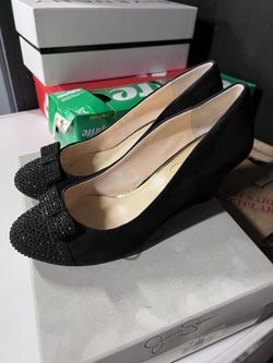 Jessica Simpson Seley Wedge Heels Black Suede Size 7.5