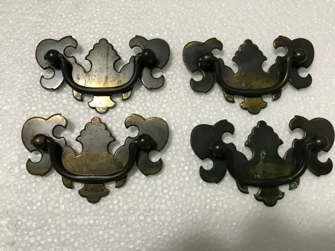 Ethan Allen Georgian Court Chippendale Dresser Drawer Handles 4 Pieces Set